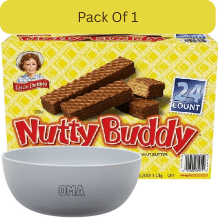 Little Debbie Nutty Buddy Bars, 2 oz., 24 Pack With White Bowl By OMA