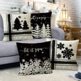thumbnail image 4 of Winter Snowflake Decorative Throw Pillow Covers 20x20 Set of 4, Let It Snow Christmas Pine Tree Black Outdoor Pillowcase, Get Cozy Seasonal Holiday Farmhouse Cushion Case Home Decor, 4 of 6