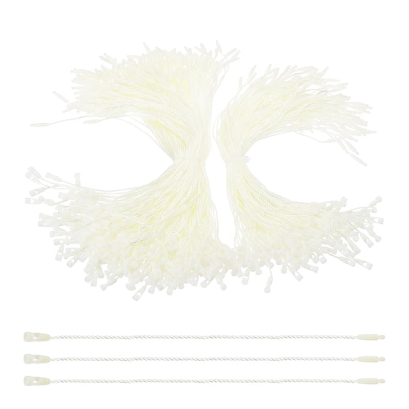 300 Pcs Polyester Hang Tag String, 8 Inch Beige Snap Lock Pins Loop Fastener Price Tag Ties for Clothes Shoes Luggage