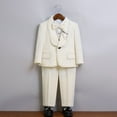 thumbnail image 4 of ZACPNCV Boy's Slim Fit Formal Suits 6 Piece Outfit for Ring Bearers Kids Dress Toddler Boy Tuxedo Homecoming Suits for Boys Beige 3-4 Years, 4 of 9