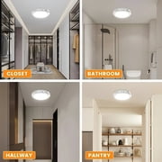 Rechargeable Ceiling Light , No Wiring Battery Operated Ceiling Lights with Remote, Motion Sensor Dimmable Timing Motion Activated Overhead Shower Light for Bathroom Pantry Hallway Porch,2PCS