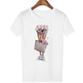 thumbnail image 1 of Puntoco moda mujer cuello redondo estampado camiseta Harajuku blanco camiseta madre temática top Puntoco Puntoco-3945, 1 of 5