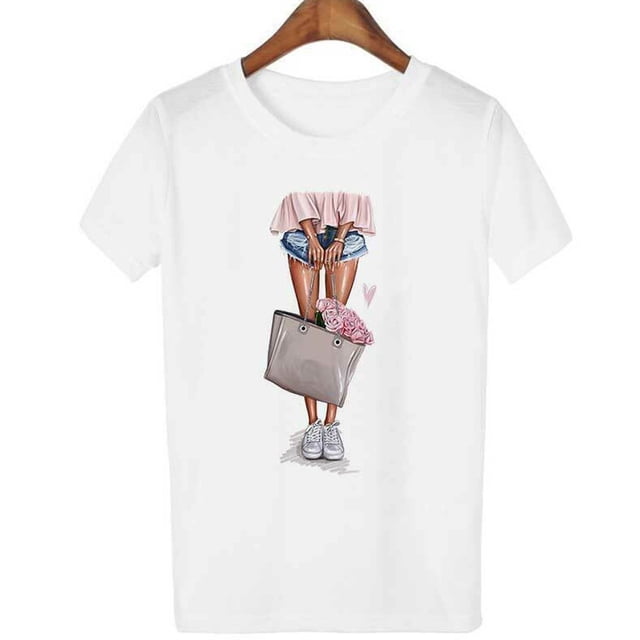 Puntoco moda mujer cuello redondo estampado camiseta Harajuku blanco camiseta madre temática top Puntoco Puntoco-3945