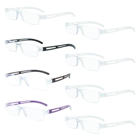 8 Pack Reading Glasses, Blue Light Blocking Computer Reading Glasses for Women and Men, Anti Glare Lightweight Readers (4 Color+4 Clear,+4.00)