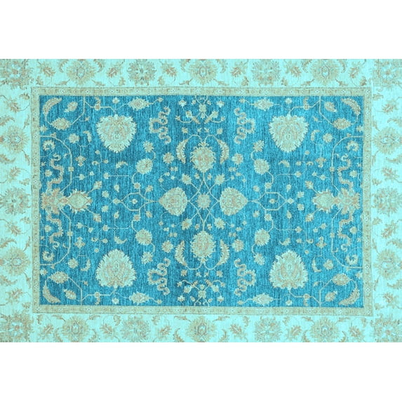 Ahgly Company Indoor Rectangle Oriental Light Blue Traditional Area Rugs, 5' x 8'