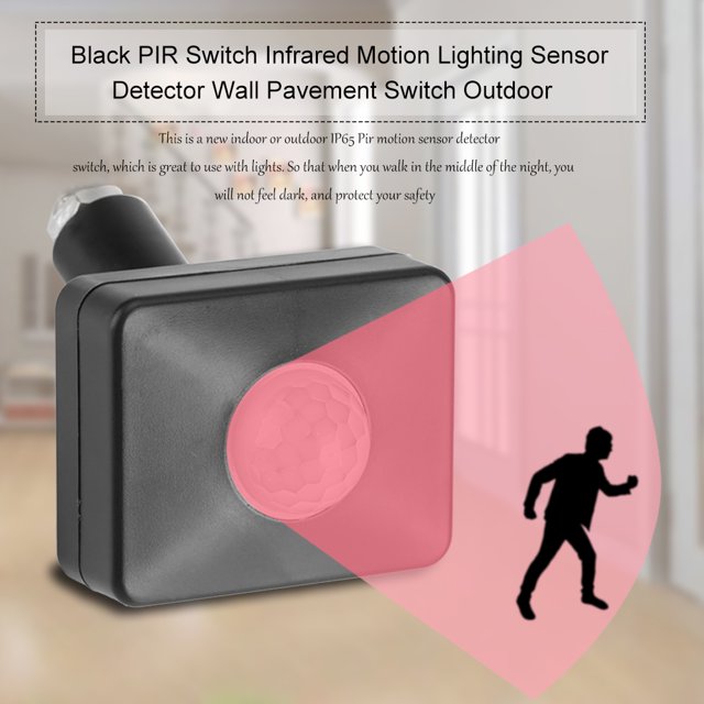 TOPINCN Black PIR Switch Infrared Motion Lighting Sensor Detector Wall Pavement Switch Outdoor, PIR Sensor, Sensor Detector