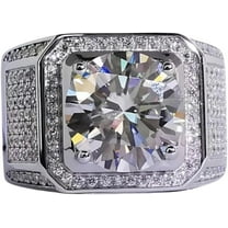 WenGem Jewelry 5CT Engagement Wedding Moissanite Ring for Men S925 Sterling Silver 18K Golden Plated,Multicolor,Size 8-12