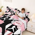 thumbnail image 4 of Erosebridal Pink Black Baseball Queen Sheet Sets, Cute Sport Bed Set for Girls and Boys, 4pcs, 1 Flat Sheet, 1 Fitted Sheet and 2 Pillowcases, 4 of 6