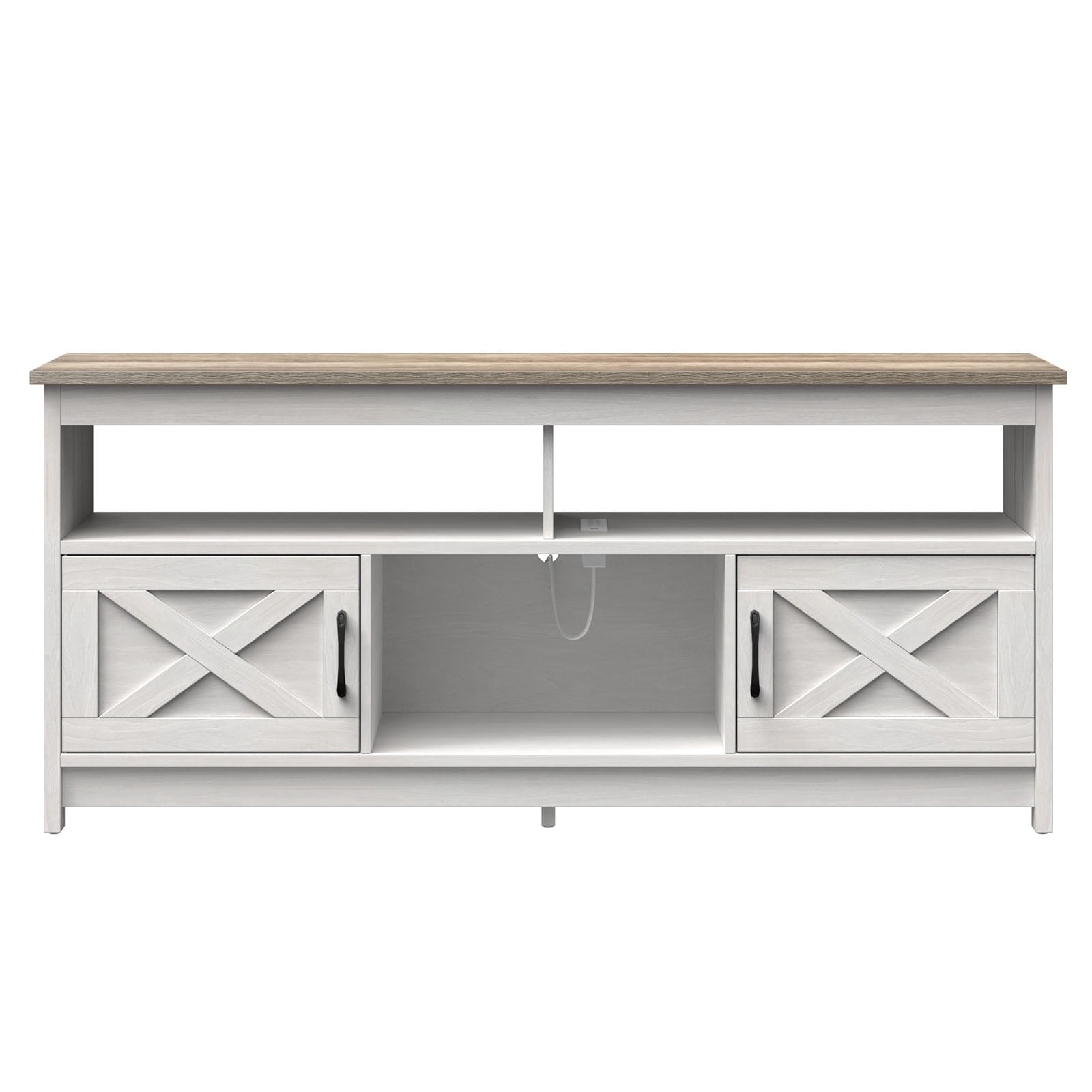 DEXTRUS Buffet Cabinet, 59" Farmhouse Storage Sideboard with Barn Door for Home Dinning Living Room, Grey Wash
