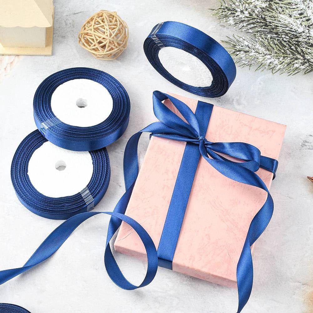 1 Group Single Face Satin Ribbon Dark Blue Size: about 5/8 inch(16mm) wide 25yards/roll(22.86m/roll) 250yards/group(228.6m/group)
