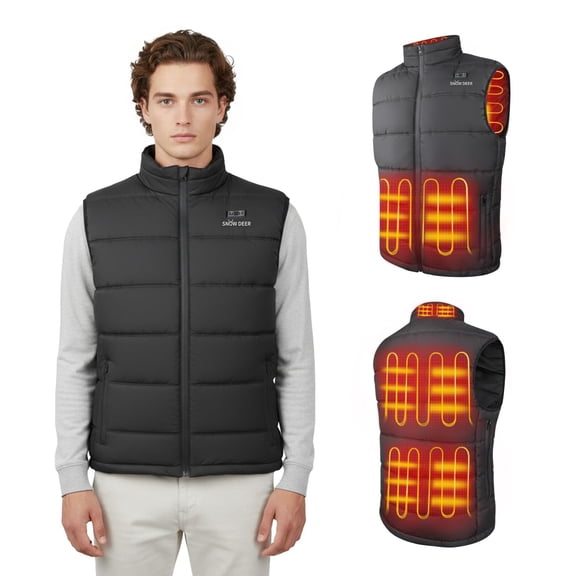 SNOW DEER Men's Rechargeable Heated Vest, Lightweight Windproof 10H Heat Vest for Cozy Daily Winter Wear