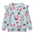 thumbnail image 5 of Yuyamidu Strawberry Axolotl Sweatshirt for Girls 4T 5T Blue Crewneck Sweatshirt Ruffle Shoulder Long Sleeve Pullover Top Soft Casual Fall Outfits Everyday Playwear, 5 of 8