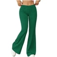 thumbnail image 2 of Tqcoqu Flare Leggings for Women High Waisted Bell Bottom Yoga Pants Stretchy Bootcut Lounge Pants Slim Fit Wide Leg Trouser,Army Green,Women's S-XXL, 2 of 7