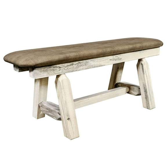 Homestead Collection Plank Style Bench, Ready to Finish, 45 Inch w/ Buckskin Upholstery