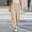 Khaki, variant on Wide Leg Palazzo Pants for Women Linen Elastic Waist Button Flowy Gaucho Pants Loose Fit Casual Culottes with Pockets Light Blue XL(XL)