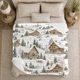 thumbnail image 5 of Snowy Winter Village Cabins, Festive Holiday Scene, Warm Flannel Blanket for Cabin and Lodge with Detailed Artwork, Art Lovers Housewarming Gift, Festive Home Decor, 5 of 9