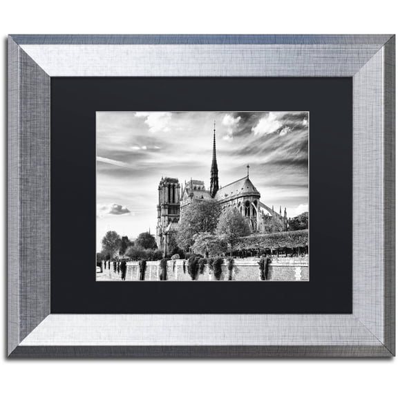 Trademark Fine Art "Notre Dame Cathedral Paris" Canvas Art by Philippe Hugonnard, Black Matte, Silver Frame