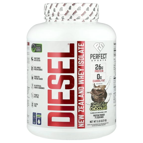 PERFECT SPORTS Diesel 100% New Zealand Whey Isolate - 5lbs Triple Rich Dark Chocolate