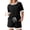 Black, variant on Womens Loungewear Sets 2 Pc Crew Neck Short Sleeve Ribbed Top with Drawstring Shorts Casual Set for Women