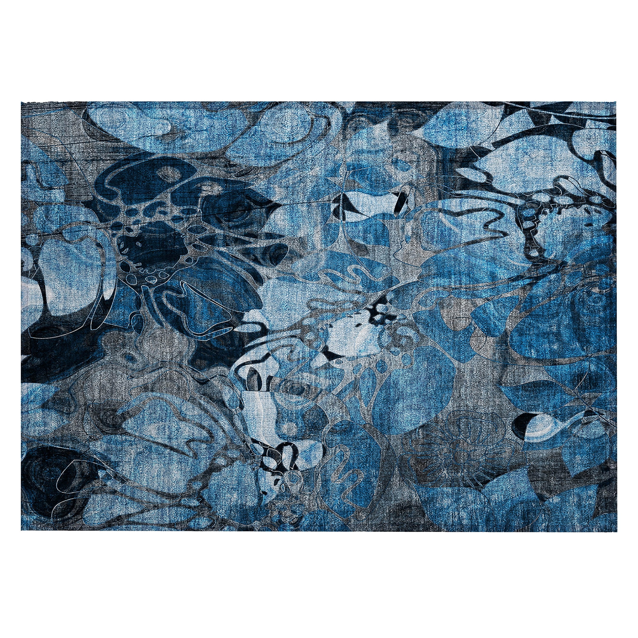 Addison Rugs Chantille Indoor/Outdoor Transitional Floral Blue Washable Rectangle Rug, 1'8" x 2'6"