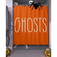 thumbnail image 3 of Halloween Ghost Text Orange Shower Curtain Set ，Waterproof Fabric Shower Curtains Shower Curtains for Bathroom,Bathroom Decor 72"x84", 3 of 6