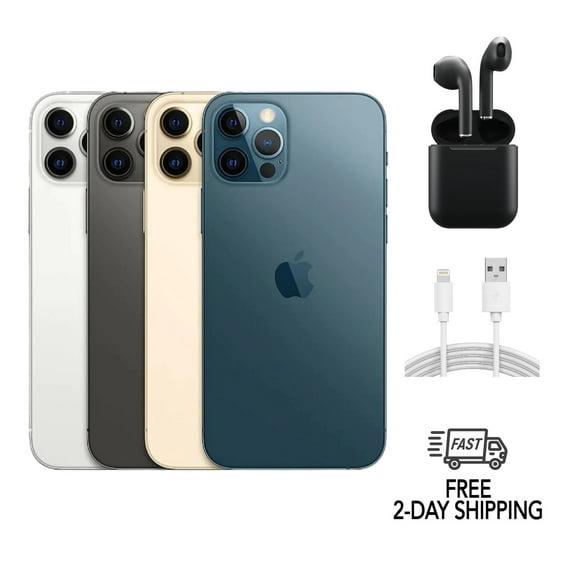 Pre-Owned Apple iPhone 12 Pro Max A2342 (Fully Unlocked) 256GB Pacific Blue w/ Wireless Earbuds