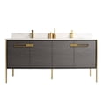 thumbnail image 2 of Fine Fixtures Oakville 72 in. W x 20 in. D x 33 in. H Bathroom Vanity in Black Coal Oak with White Ceramic Sink - Satin Brass hardware, 2 of 9