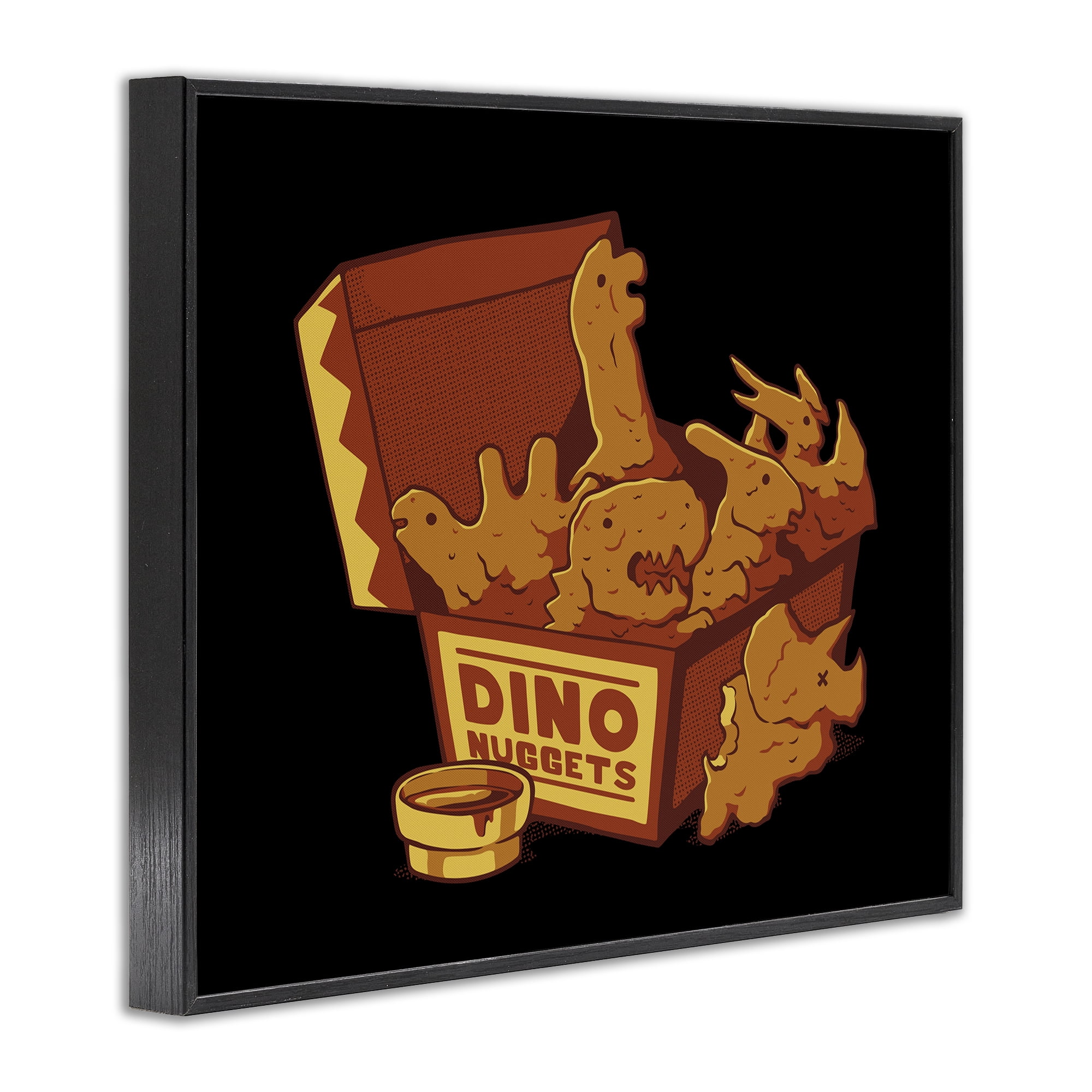Stupell Industries Dino Nuggets with Sauce Black Framed Giclee Art, design by Tobe Fonseca