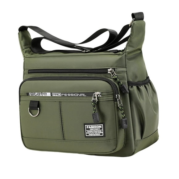 Men Shoulder Bag Handbag Adjustable Shoulder Strap Casual Oxford Multiple Pockets Tote Bag Pouch for Party Spring Shopping Travel Outdoor green