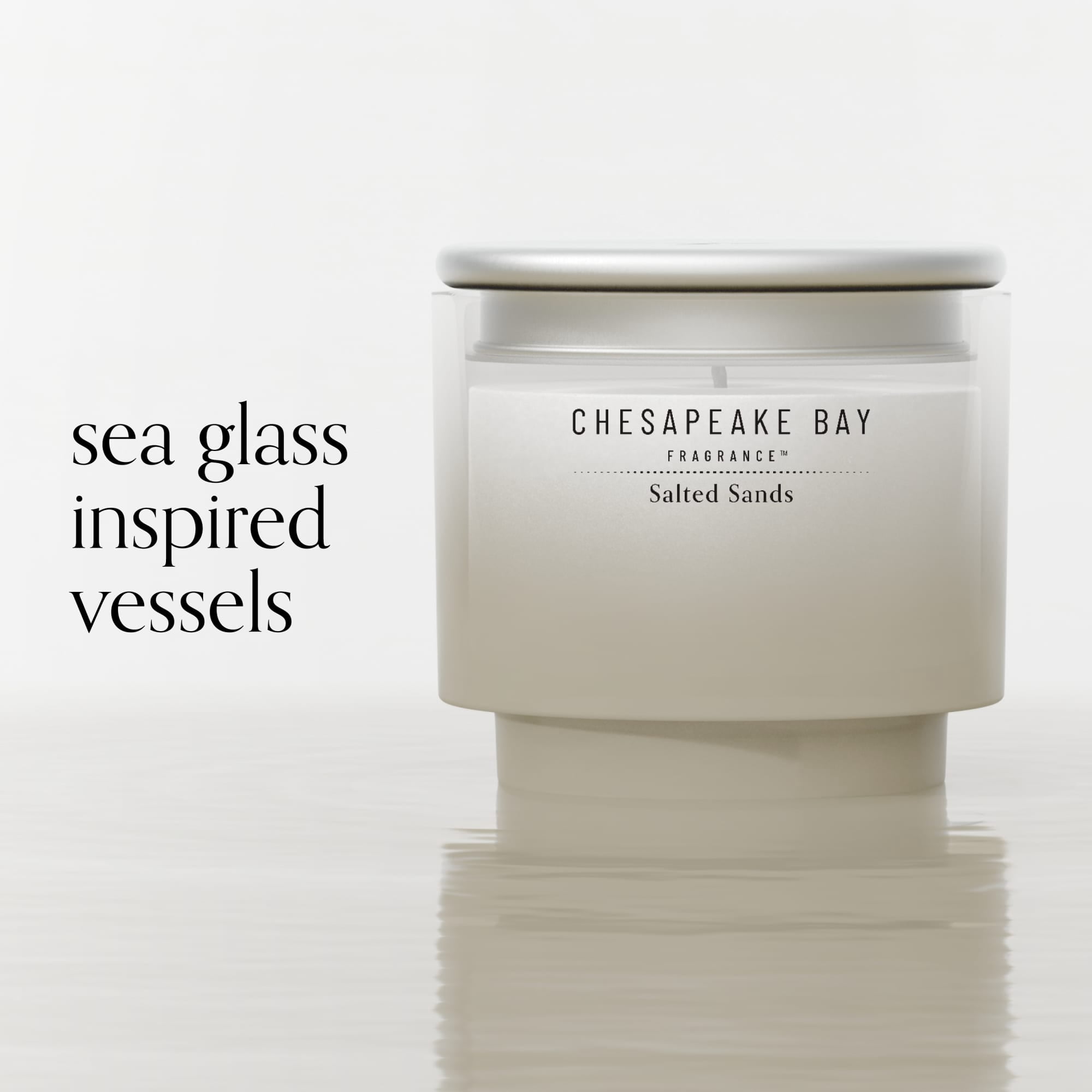 Chesapeake Bay Candle 4.5oz | Salted Sands Scent |Exclusive Mood Evoking Fragrance |Sea Glass-Inspired Jar | Premium Soy Blend Wax with Essential Oils | Coastal Fragrance for Home Décor or Gifting