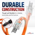 thumbnail image 4 of 200ft Outdoor/Indoor Extension Cord 16/3 Gauge Heavy Duty 3 Prong SJTW, Waterproof, Flexible Cold-Resistant Long Power Cord,6A 125V 875W, Orange by LifeSupplyUSA, 4 of 10