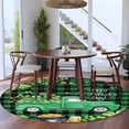 thumbnail image 3 of St. Patrick's Day Round Area Rug 8Ft Washable Large Circle Rugs for Living Room Dorm, Green Truck Lucky Shamrocks Farmhouse Check Non-Slip Carpet Floor Mats Indoor Outdoor Carpet Runner Home Decor, 3 of 8