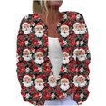 thumbnail image 2 of Cárdigan de mujer, cárdigan de manga larga, ahuecado, color sólido, chaqueta informal, parte superior de poliéster para mujer, 2 of 5