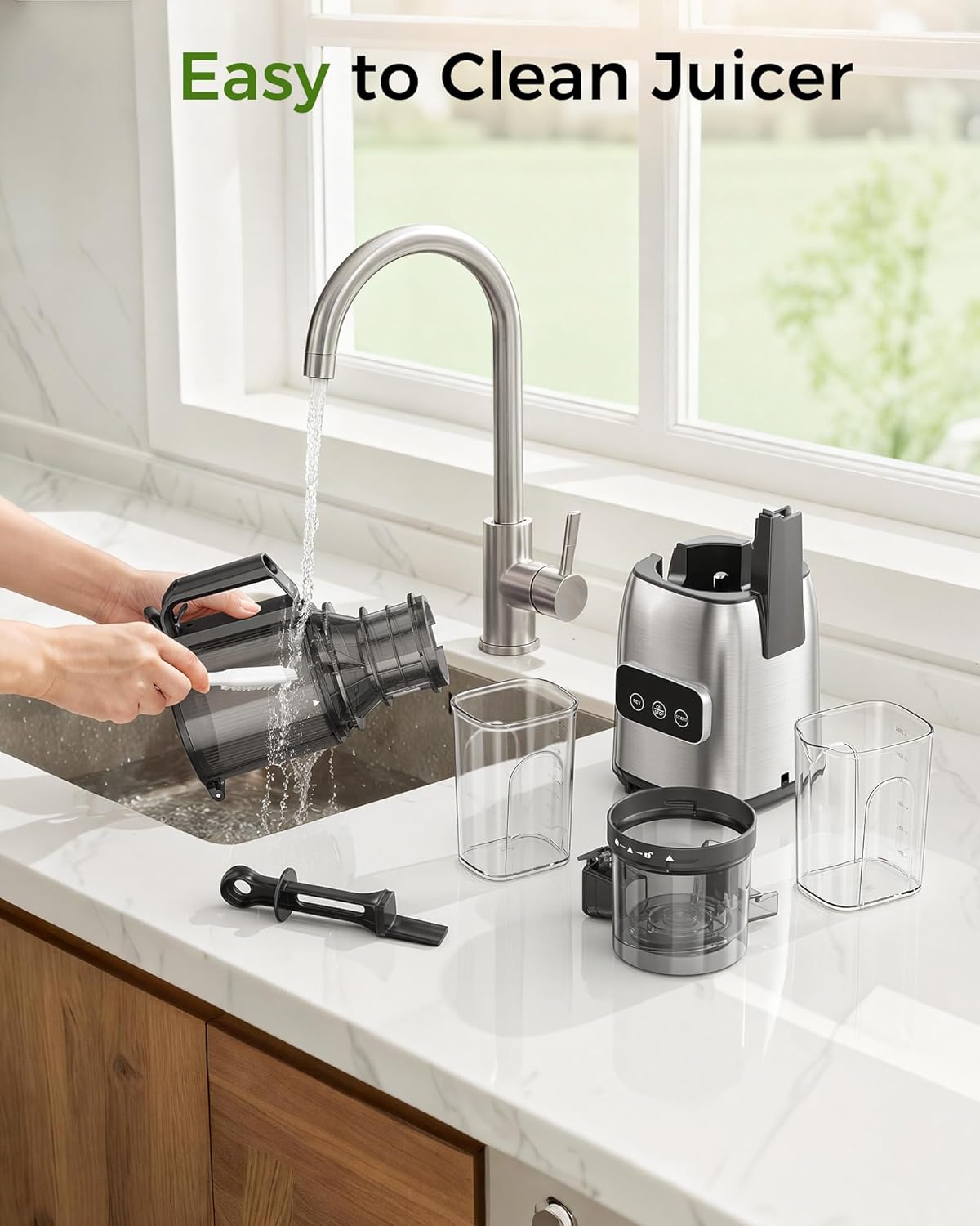 WAA Cold Press Juicer 5.4" Large Feed Chute,Slow Masticating,High Yield,Self Feeding & Easy to Clean​