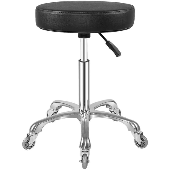 Rolling Stool with Wheels, Heavy Duty Hydraulic Massage Stool, Adjustable Swivel Chair (Black)