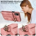 thumbnail image 5 of Dteck for iPhone XR Case with Card Holder, Retro PU Leather Wallet Case with Rotating Ring Kickstand, Slim Back Protective Cover Case for iPhone XR,Pink, 5 of 7