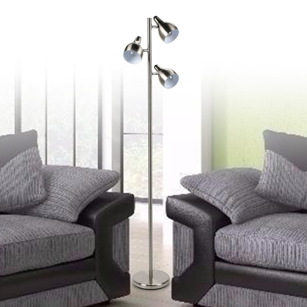 3 Light Tree Floor Lamp in Brushed Nickel Finish ETL Listed - Walmart ...