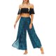 thumbnail image 1 of VISgogo Pantalones de pierna ancha de verano para mujer, pantalones sueltos sueltos de tiro medio con estampado bohemio con divisiones para yoga, playa, vacaciones VISgogo  moda, 1 of 7