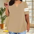 thumbnail image 2 of Sexlip Womens Swimsuit Set Stripe Sleeve Detail Cover Up Design Split Neck Half Sleeve Loose Silhouette Sun Protection Fabric for Beach Wear Yellow L, 2 of 6