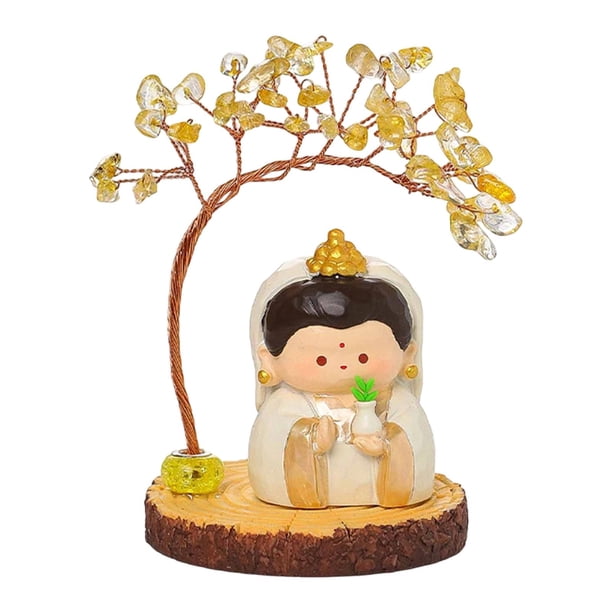 Mini estatua de Buda con árbol del dinero, figura en miniatura, árbol de la fortuna coleccionable Estilo D