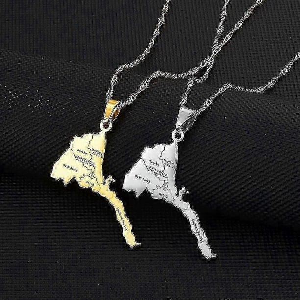 2026 Eritrea Map With City Name Pendant Necklaces Women Girls Silver Color/gold Color Jewelry African Map Of Eritrean 253821--XG417
