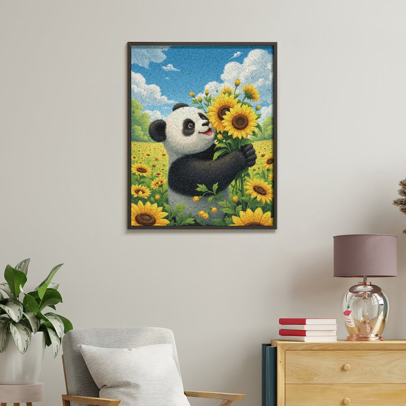 Paint by Numbers Kit for Adults, Panda Joyful Sunflower Field Paint by Numbers, Easy Paint by Numbers Kit for Adults Beginner, DIY Adult Paint by Number Kits on Canvas, 12x16in Home Decor