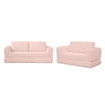 thumbnail image 2 of 2-In-1 Folding Convertible Sofa Bed, Modern Corduroy Sleeper Couch with 2*Pillows, Futon Modular Upholstered Boneless Sofa Set with Pull-Out Bed, Folding Floor Modular Couch for Living Room (Pink), 2 of 7