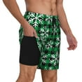 thumbnail image 3 of Haiem Christmas Pattern At Buffalo Plaid Mens Swim Trunks with Compression Liner 2 in 1 Swimming Shorts Stretch Swimwear Quick Dry,Board Shorts-XX-Large, 3 of 9