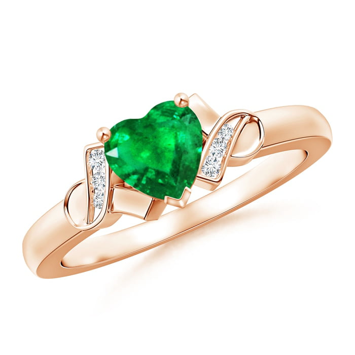Angara - May Birthstone Ring - Solitaire Emerald Heart Ring with ...