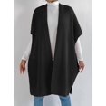 thumbnail image 5 of Women'S Ribbed Knit Cardigan Batwing Short Sleeve Oversized Casual Sweater Chunky Side Split Long Coat Black One Size, 5 of 7