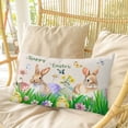 thumbnail image 4 of Easter Bunny Pillow Covers, Linen Long Throw Pillow Case, Spring Easter Eggs Floral Rustic Burlap Holiday Pillow Protector Decorative Cushion Cover for Living Room/Bedroom 20" x 30", 4 of 8