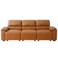 thumbnail image 5 of Harkawon 3 Seater Faux Leather Sofa for Living Room, Modern Brown Couch with Wide Armrests, Easy to Assemble, 5 of 8