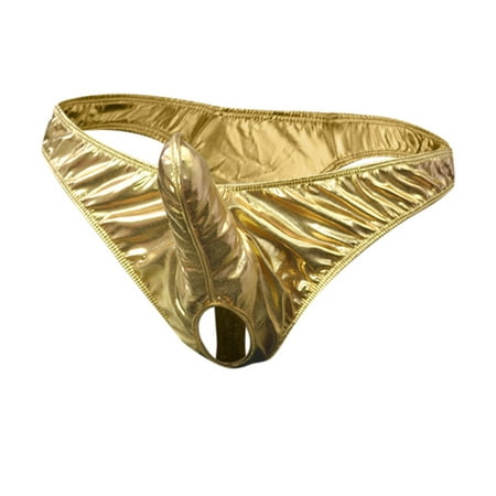 

Labakihah mens underwear Men s Comfortable Patent Leather Briefs mens lingerie Gold