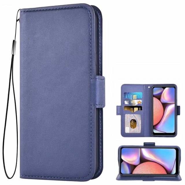 Samsung Galaxy A10S Case, Cell Phone Leather Sleeve PU Leather Cover Wallet Cell Phone Case Cover Compatible for Samsung Galaxy A10S Leather Case - Blue